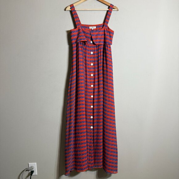 NWOT Opening Ceremony 100% Silk Patterned Tent Maxi Dress Women's 0 Orange Flowy - Picture 4 of 16